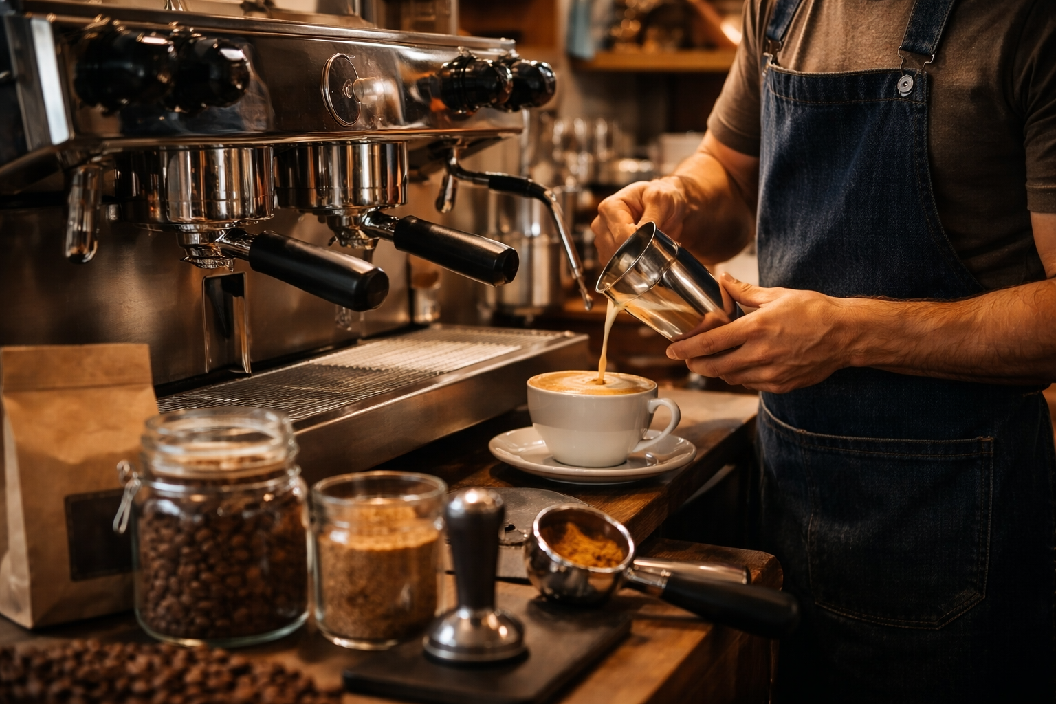 Coffee being prepared at Bean & Brew Cafe